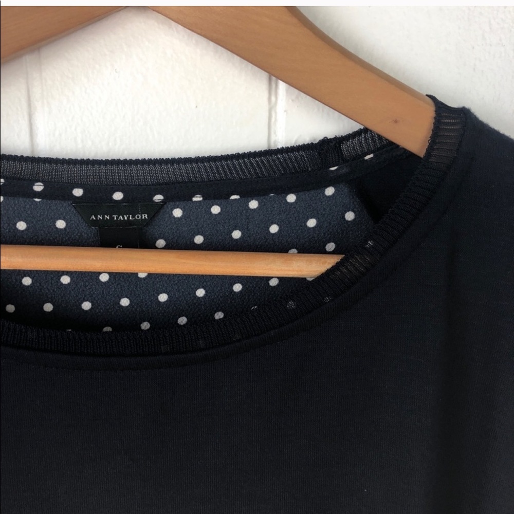 Ann Taylor Navy Blue Top with Polka Dot Back - Picture 6 of 9